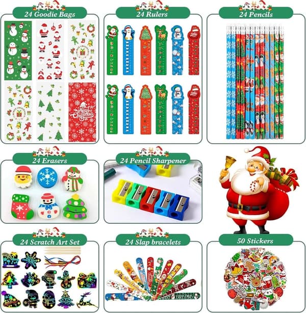Christmas Stationery Set for Kids – Rulers, Pencils, Erasers & Stickers