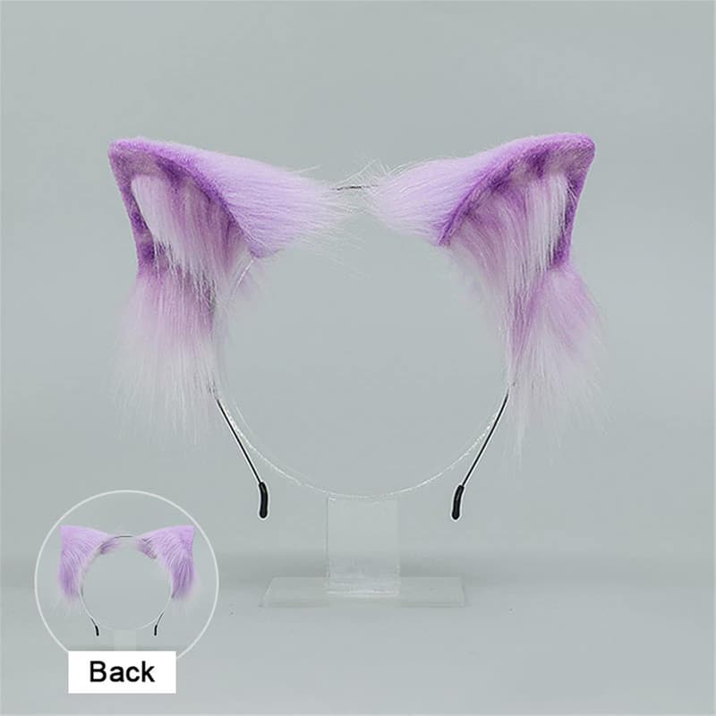 Women's Halloween Cat Ear Headband & Furry Tail Costume Set