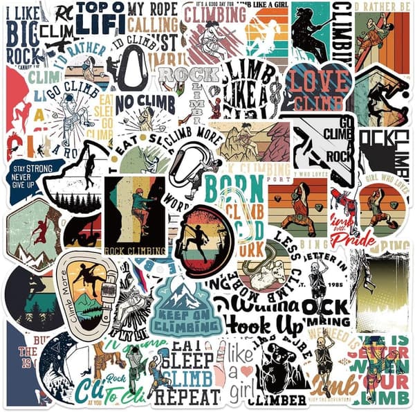 Rock Climbing Stickers Set - 54 PCS for Water Bottles & Gear