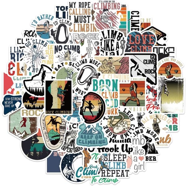 Rock Climbing Stickers Set - 54 PCS for Water Bottles & Gear