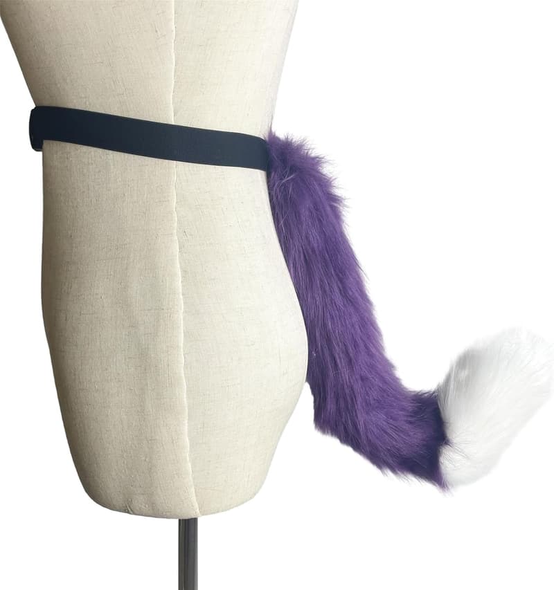 Dark Purple Faux Fur Cat Ears Hair Clip Set for Halloween Cosplay