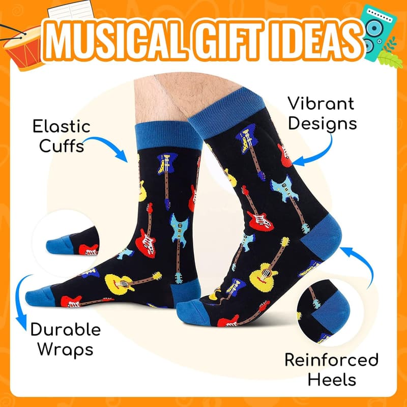 Music Note Socks for Men - Novelty Gifts for Music Lovers