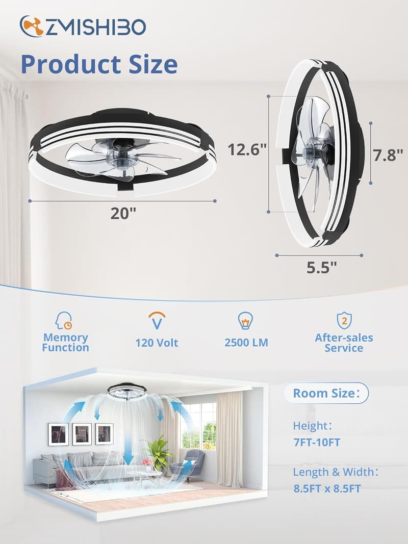 20-Inch Dimmable Ceiling Fan with Lights and Remote