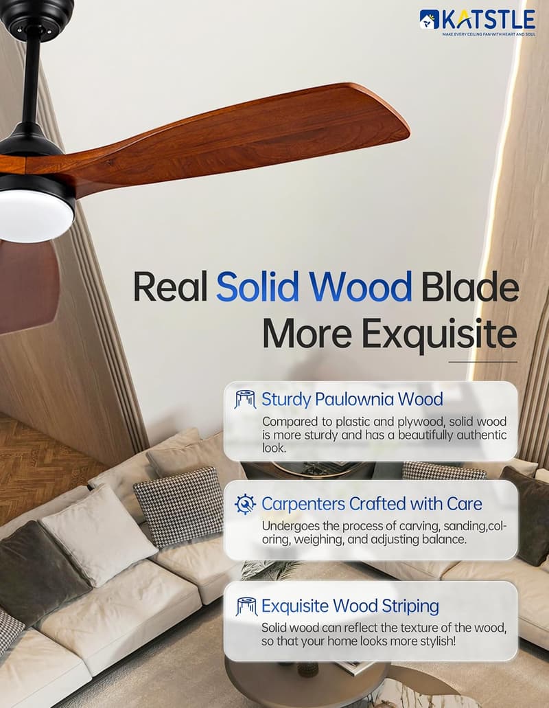 52-Inch Dimmable Ceiling Fan with Remote Control and DC Motor