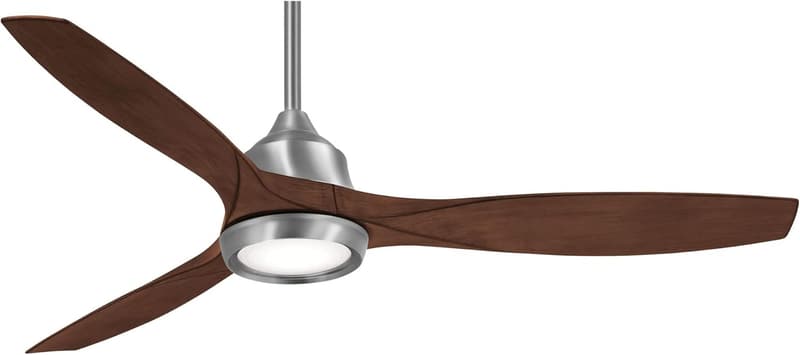 60-Inch Brushed Nickel Ceiling Fan with LED Light and Wood Blades