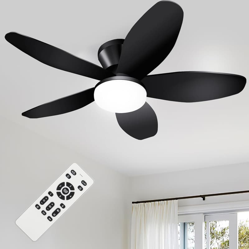 35-Inch Flush Mount Ceiling Fan with Lights and Remote