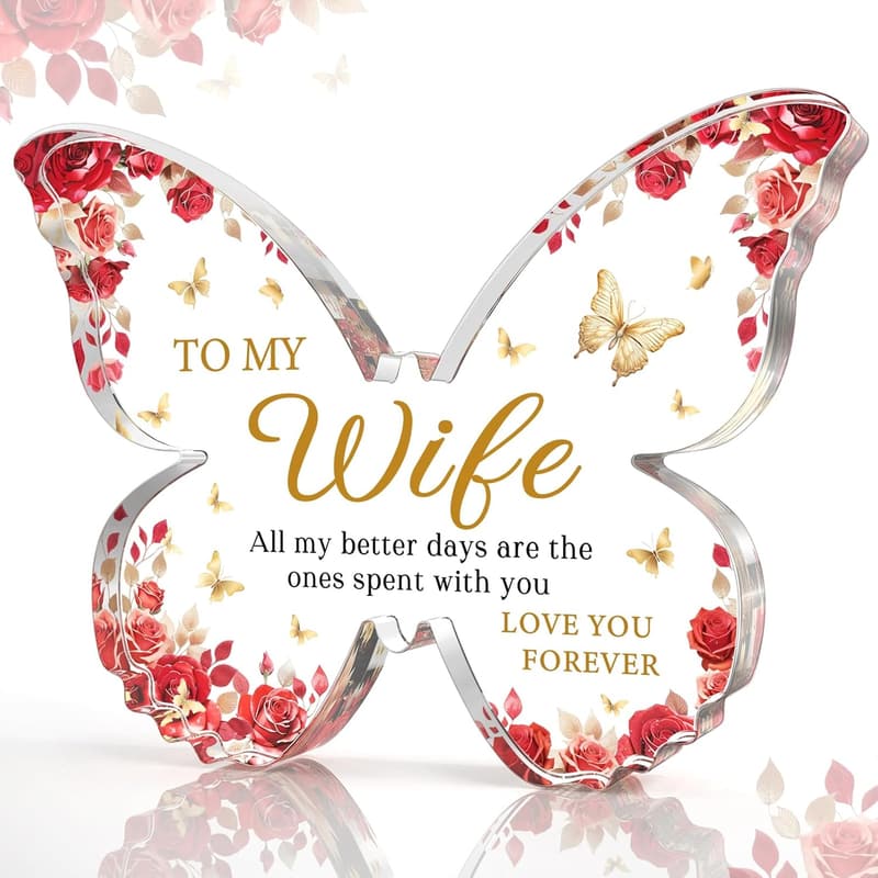 Wife's Anniversary Butterfly Acrylic Plaque Decor