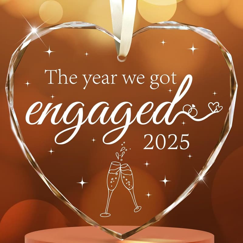 Engagement Gift for Couples 2025 - Crystal Glass Ornament