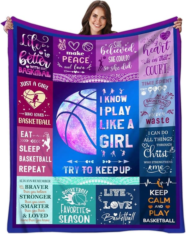 Basketball Throw Blanket for Women - Ultra Soft Flannel Gift 50