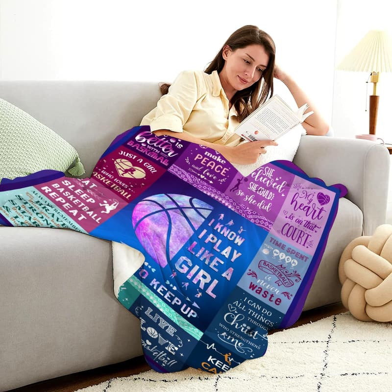 Basketball Throw Blanket for Women - Ultra Soft Flannel Gift 50