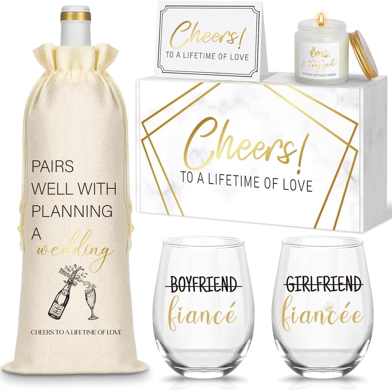 Engagement Wine Glasses for Couples – Perfect Newly Engaged Gift
