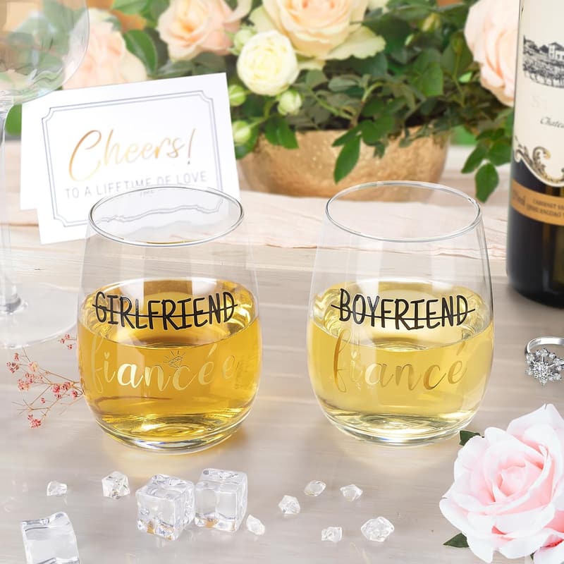 Engagement Wine Glasses for Couples – Perfect Newly Engaged Gift