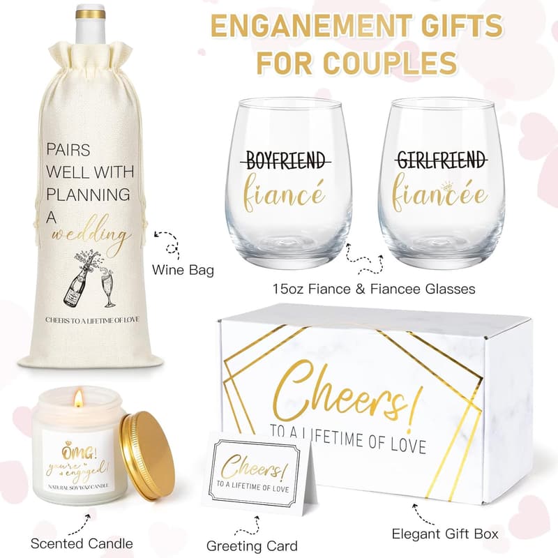 Engagement Wine Glasses for Couples – Perfect Newly Engaged Gift