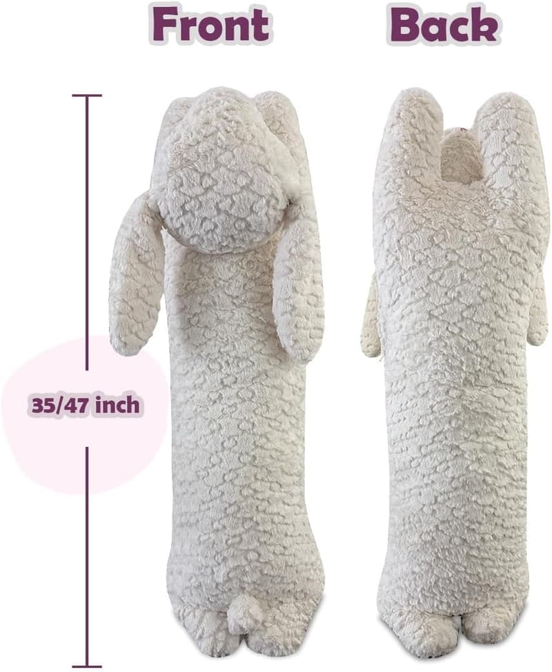 Rabbit Plush Long Body Pillow for Kids & Adults (47 Inch)