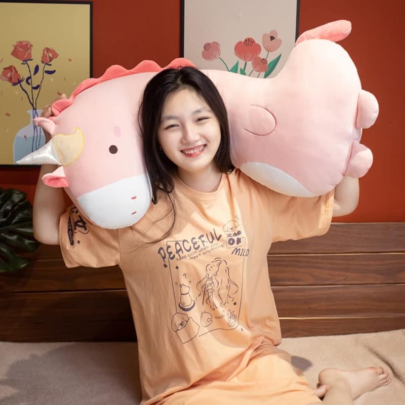 Cute Green Dinosaur Plush Pillow for Kids - 35.4