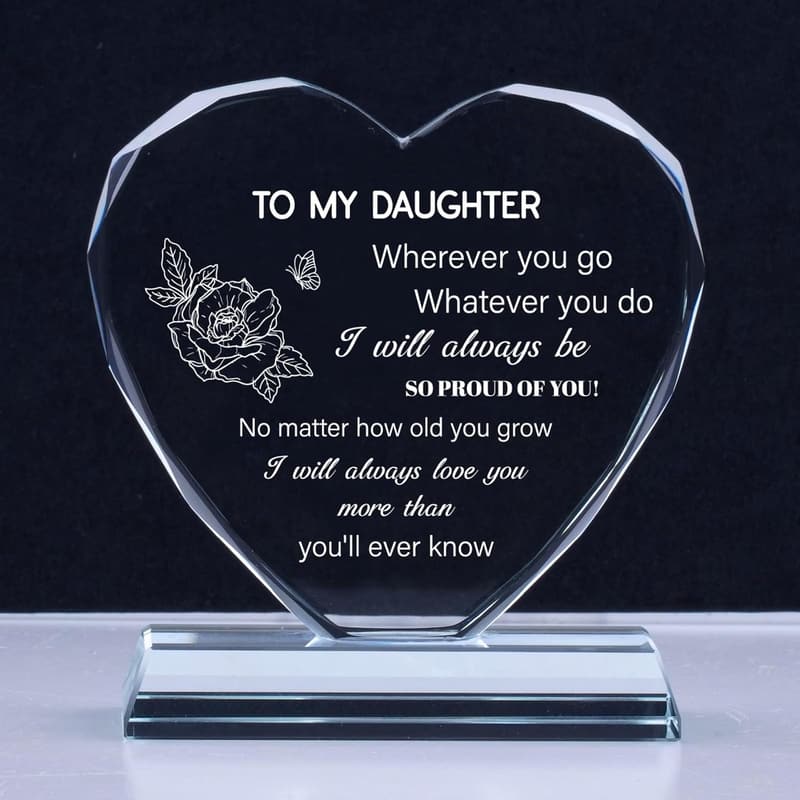 To My Daughter K9 Crystal Keepsake - Special Birthday Gift