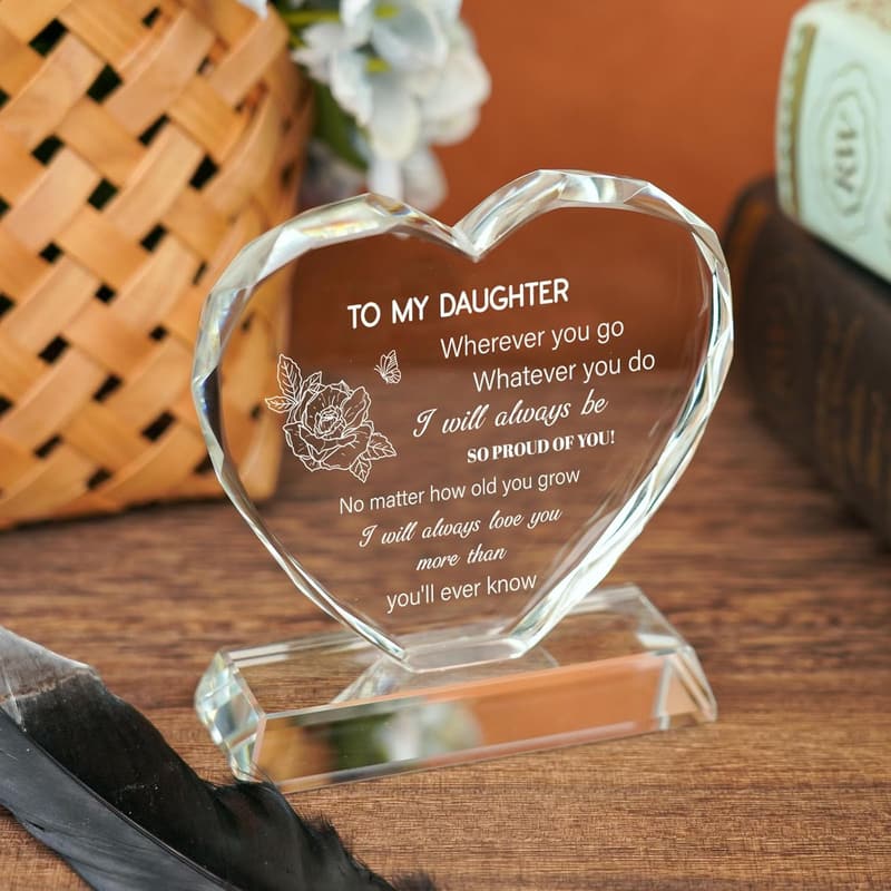To My Daughter K9 Crystal Keepsake - Special Birthday Gift