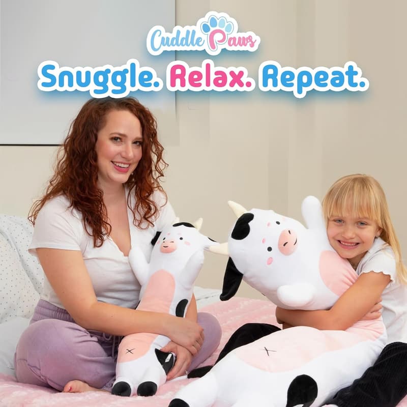 Kawaii Cow Print Plush Body Pillow for Kids - 23-inch