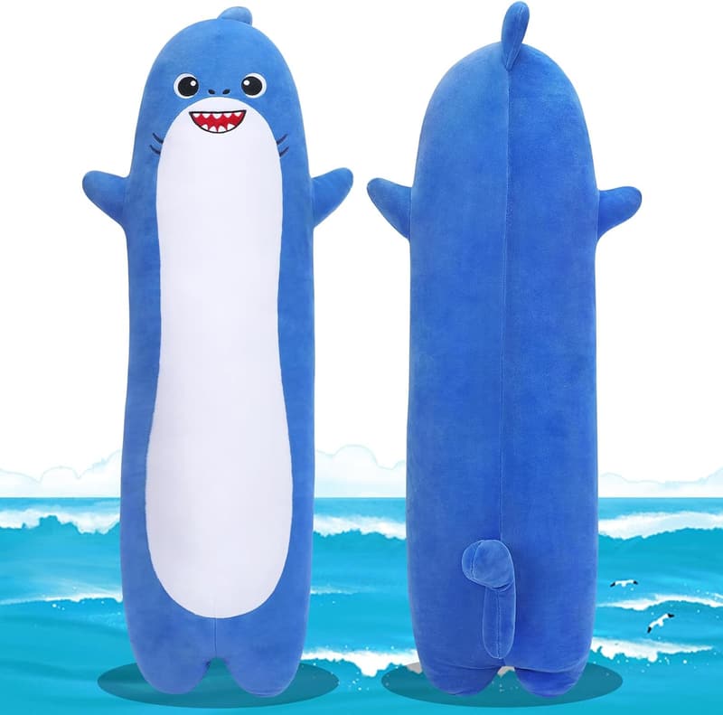 Kawaii 20” Shark Plush Pillow Toy for Kids and Adults
