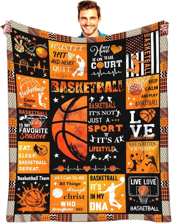 Ultra Soft Basketball Flannel Throw Blanket for Sports Fans 50