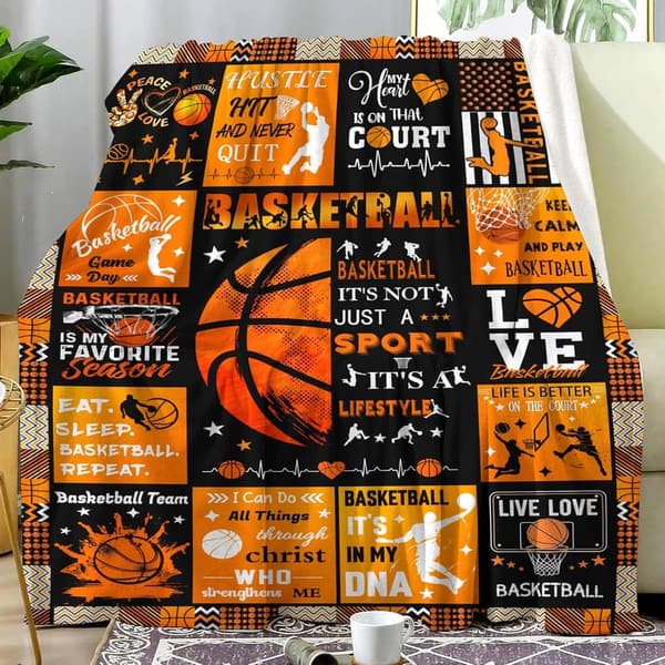 Ultra Soft Basketball Flannel Throw Blanket for Sports Fans 50