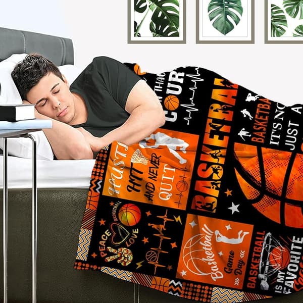 Ultra Soft Basketball Flannel Throw Blanket for Sports Fans 50