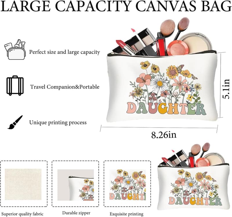 Christmas Tote Bag with Makeup Bag for Women and Teens