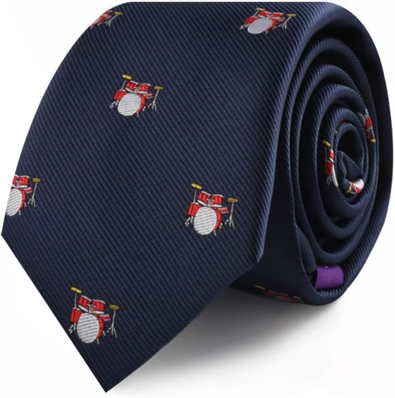 Musician Drum Kit Ties for Men | Woven Skinny Neckties