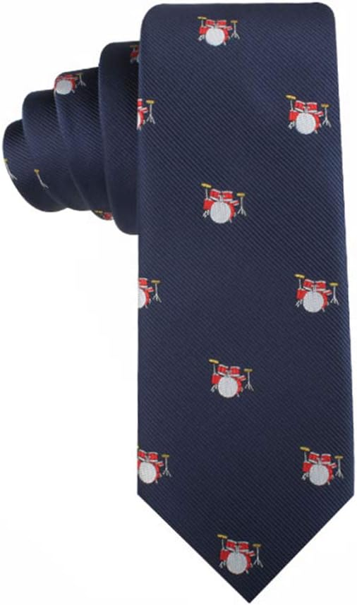 Musician Drum Kit Ties for Men | Woven Skinny Neckties