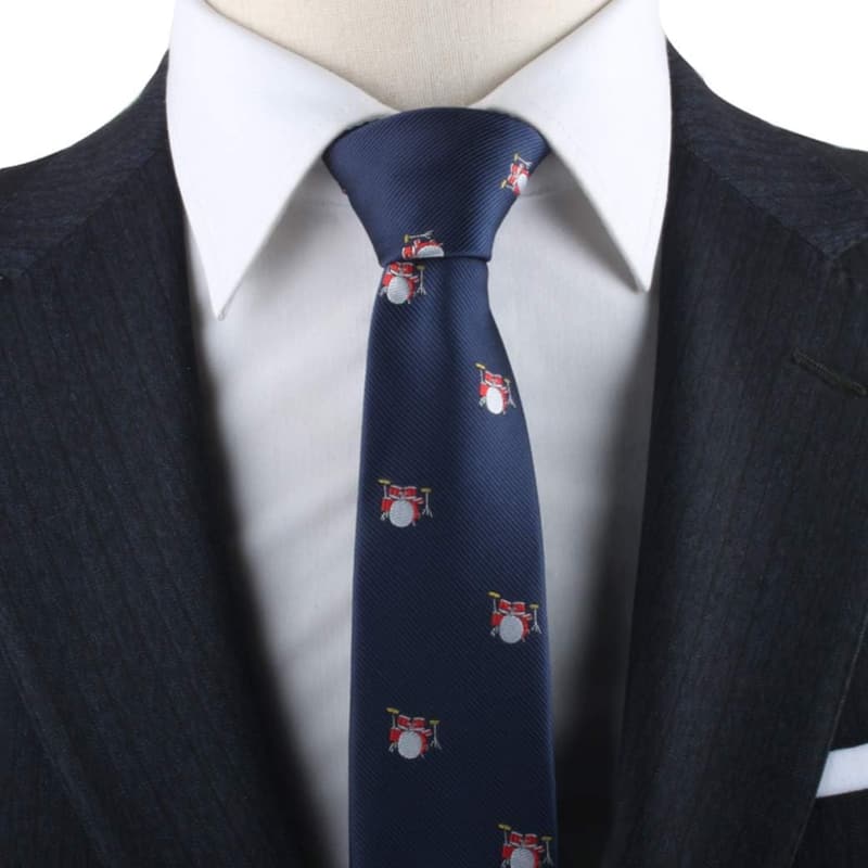 Musician Drum Kit Ties for Men | Woven Skinny Neckties