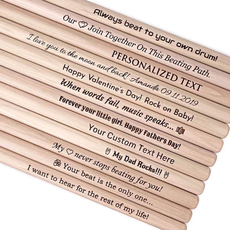 Personalized Hickory Drum Sticks for Drummers