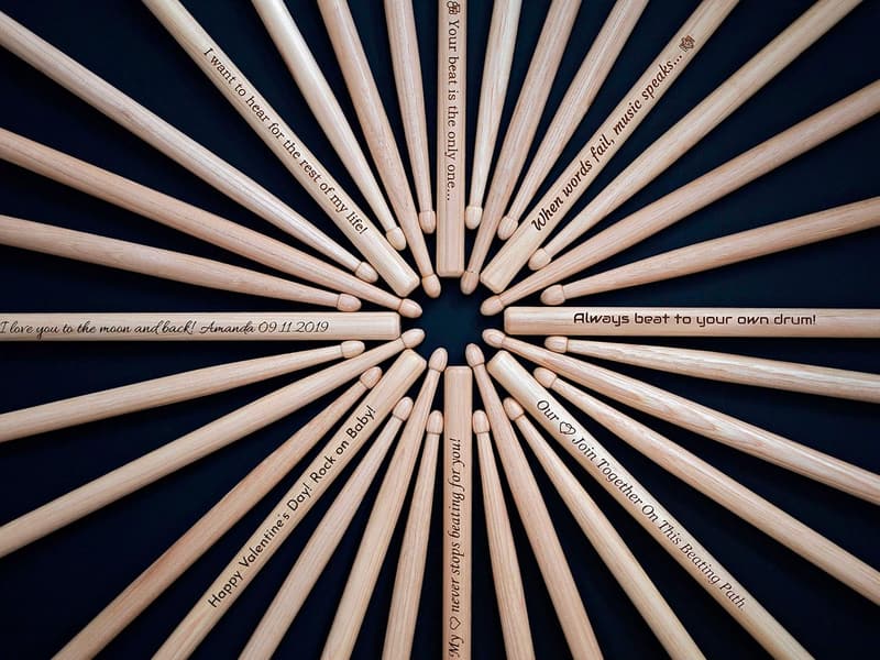 Personalized Hickory Drum Sticks for Drummers