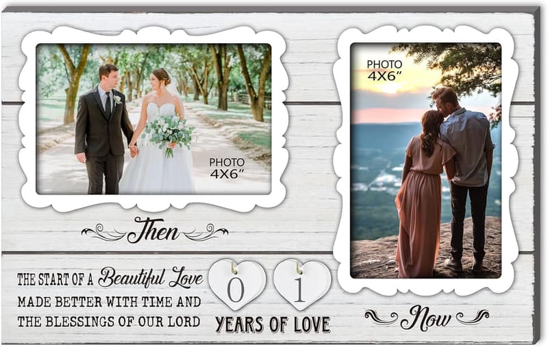 Anniversary Picture Frame for Couples - White Farmhouse Design