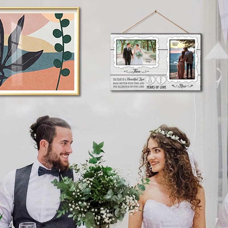 Anniversary Picture Frame for Couples - White Farmhouse Design