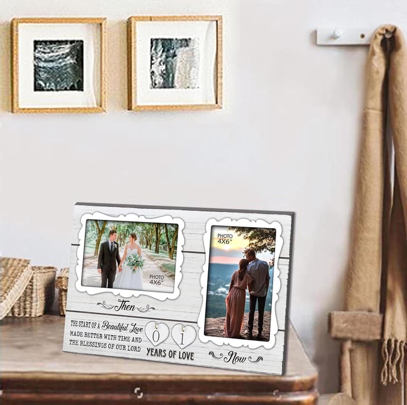 Anniversary Picture Frame for Couples - White Farmhouse Design