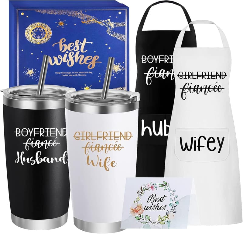 Couples Travel Tumbler & Apron Set - Unique Wedding Gift