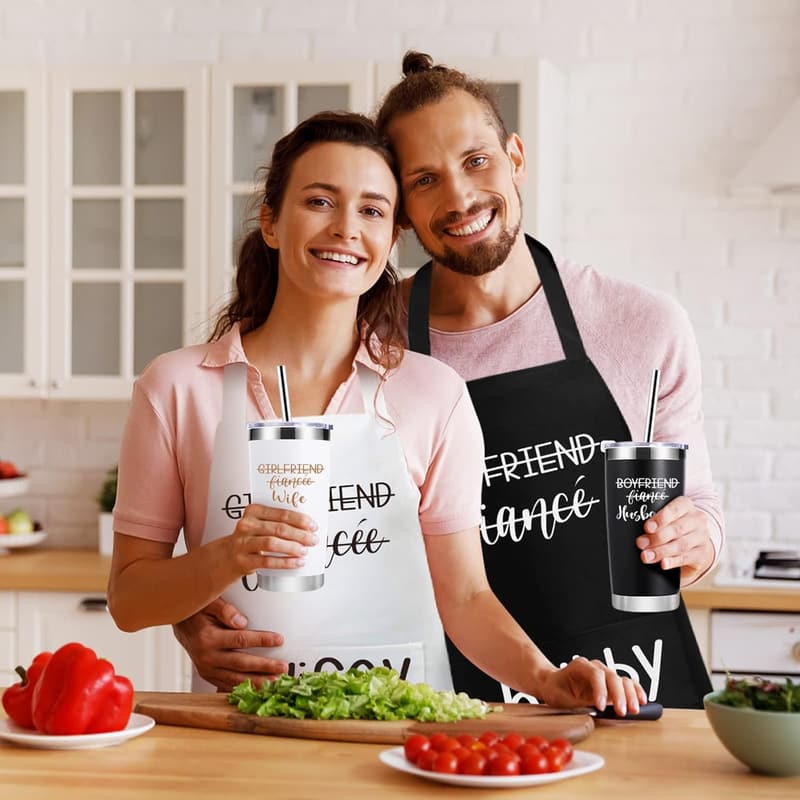 Couples Travel Tumbler & Apron Set - Unique Wedding Gift