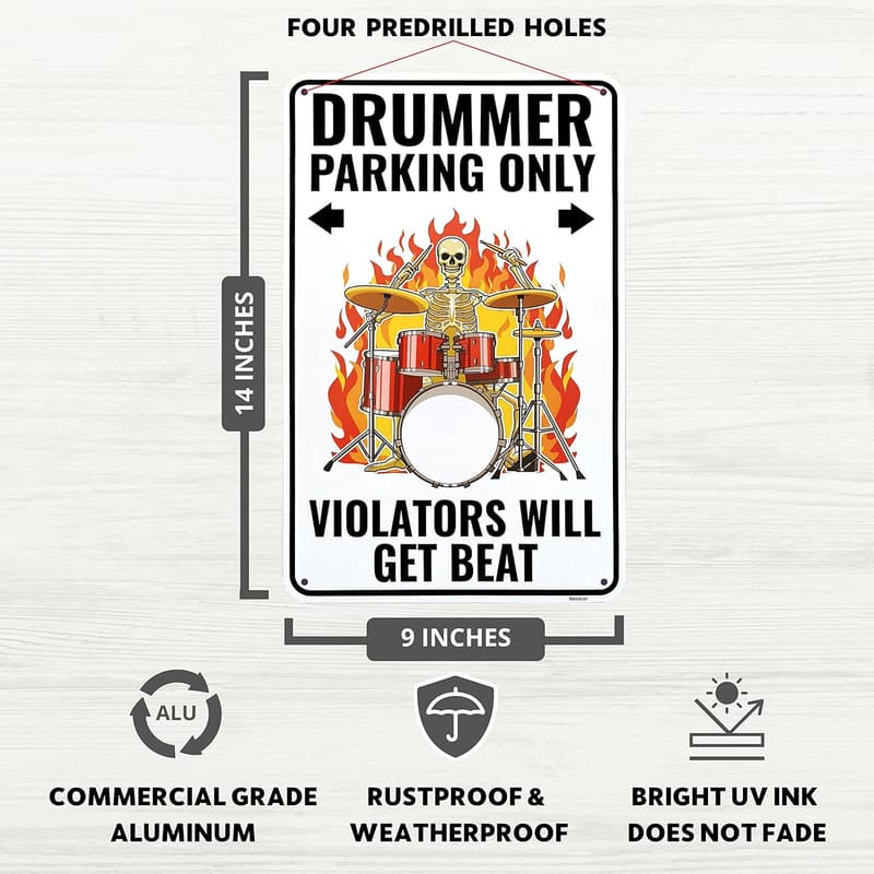 Drummer Gifts - Venicor Aluminum Sign 9x14 Inches