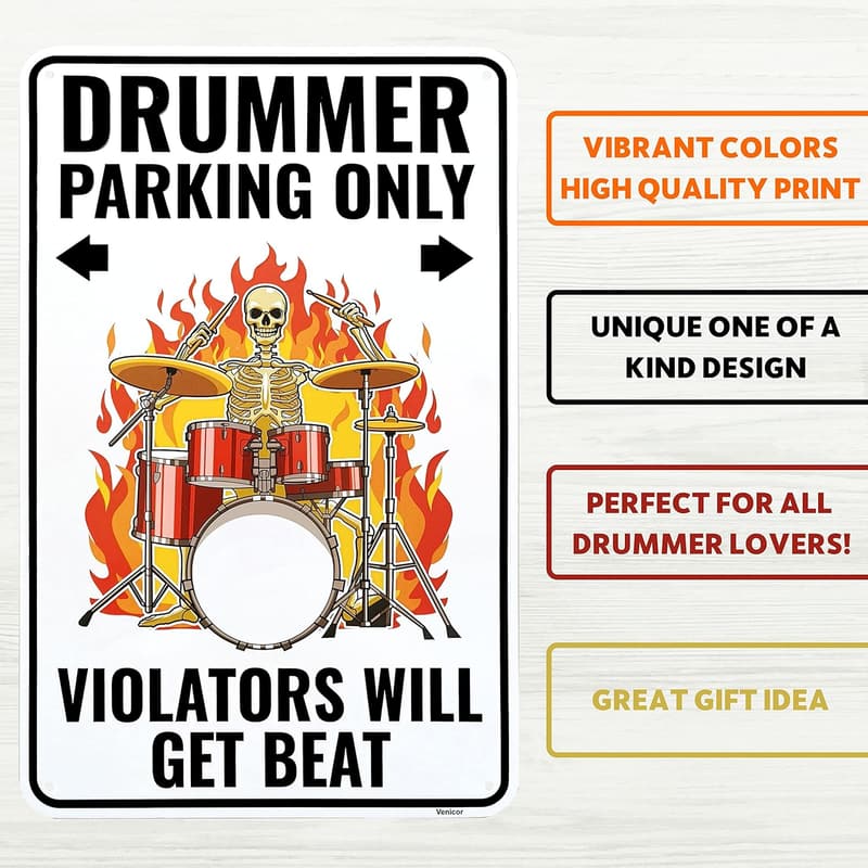 Drummer Gifts - Venicor Aluminum Sign 9x14 Inches