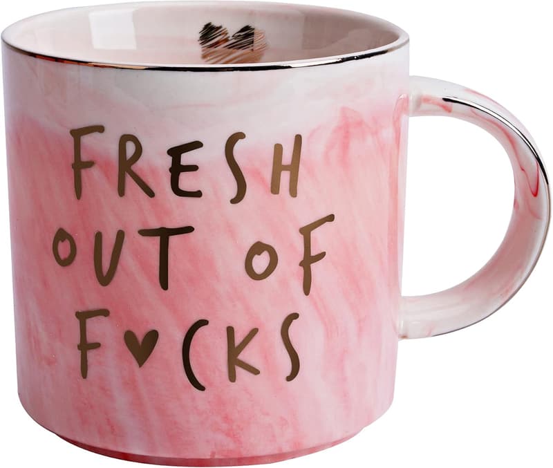 Sarcastic Pink Marble Coffee Mug for Women - 11.5oz Gag Gift