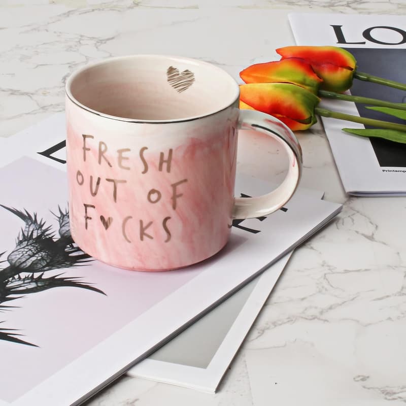 Sarcastic Pink Marble Coffee Mug for Women - 11.5oz Gag Gift