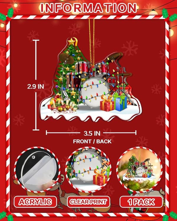 Christmas Drum Ornament for Drummer Men - Player Keepsake