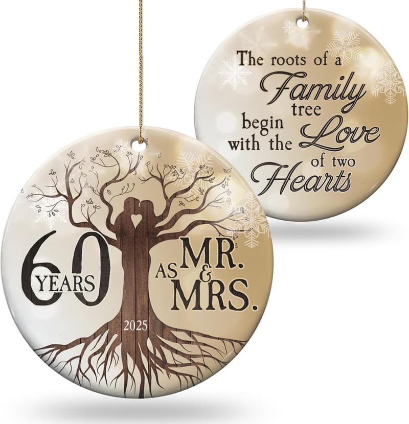 60th Wedding Anniversary Ceramic Ornament for Couples 2025