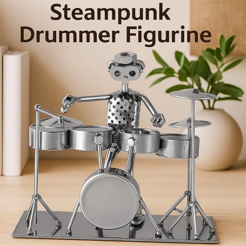 Silver Drummer Figurine Decoration - 7.3