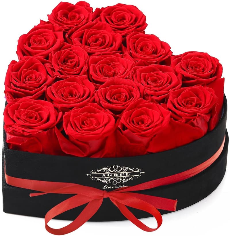 Heart-Shaped Box of 16 Forever Roses – Anniversary Gift for Her