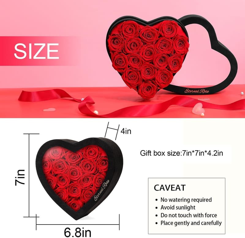 Heart-Shaped Box of 16 Forever Roses – Anniversary Gift for Her