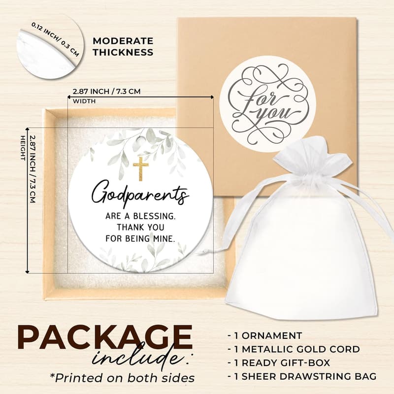 Godparent Ornament - Thank You Gift for Baptism or Birthday