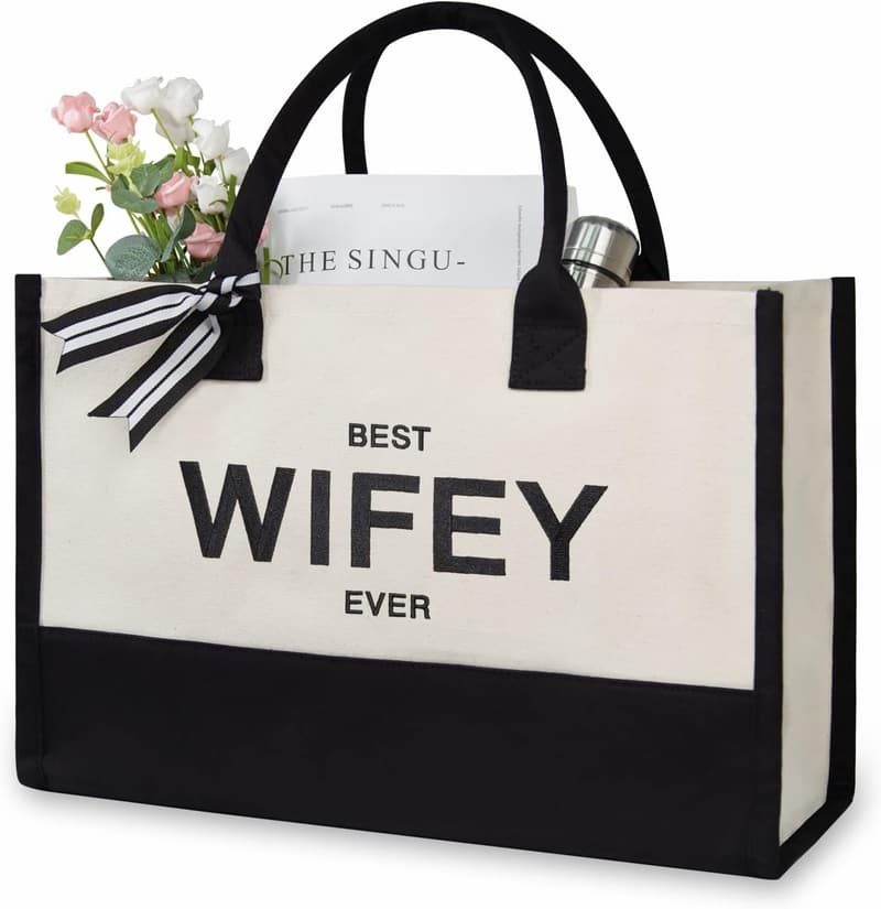 Personalized Embroidery Canvas Tote Bag for Anniversaries
