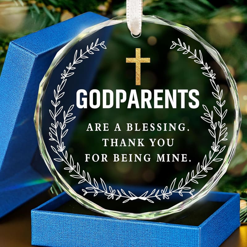 Godparent Gift - 2025 Glass Ornament for Baptism