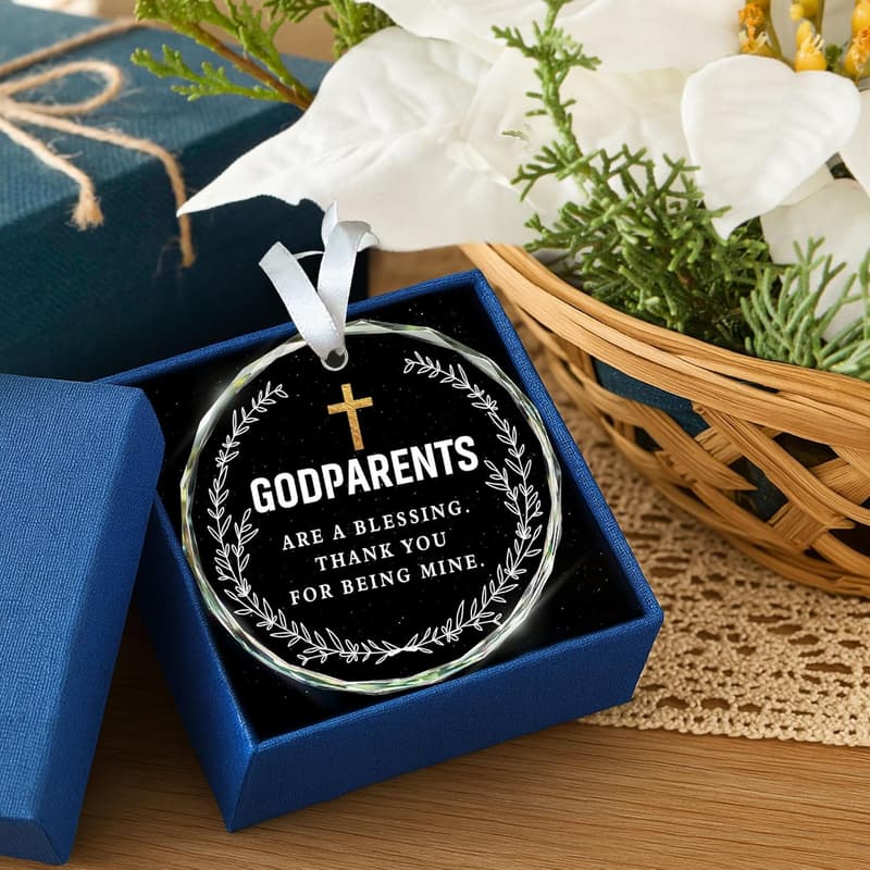 Godparent Gift - 2025 Glass Ornament for Baptism